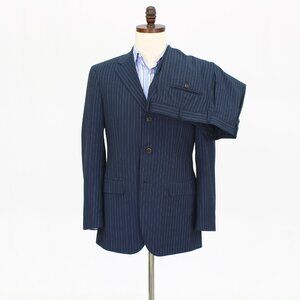 Cerruti 1881 38R 34x30 Navy Full Suit 3-Button Stripe R529